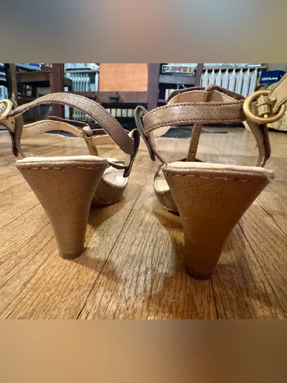 Born Metallic Bronze T-Strap Heels